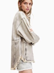 AllSaints Grey 100% Cotton Hettie Denim Shacket - Image 6 of 9