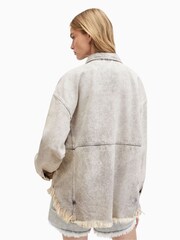 AllSaints Grey 100% Cotton Hettie Denim Shacket - Image 8 of 9