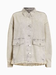 AllSaints Grey 100% Cotton Hettie Denim Shacket - Image 9 of 9