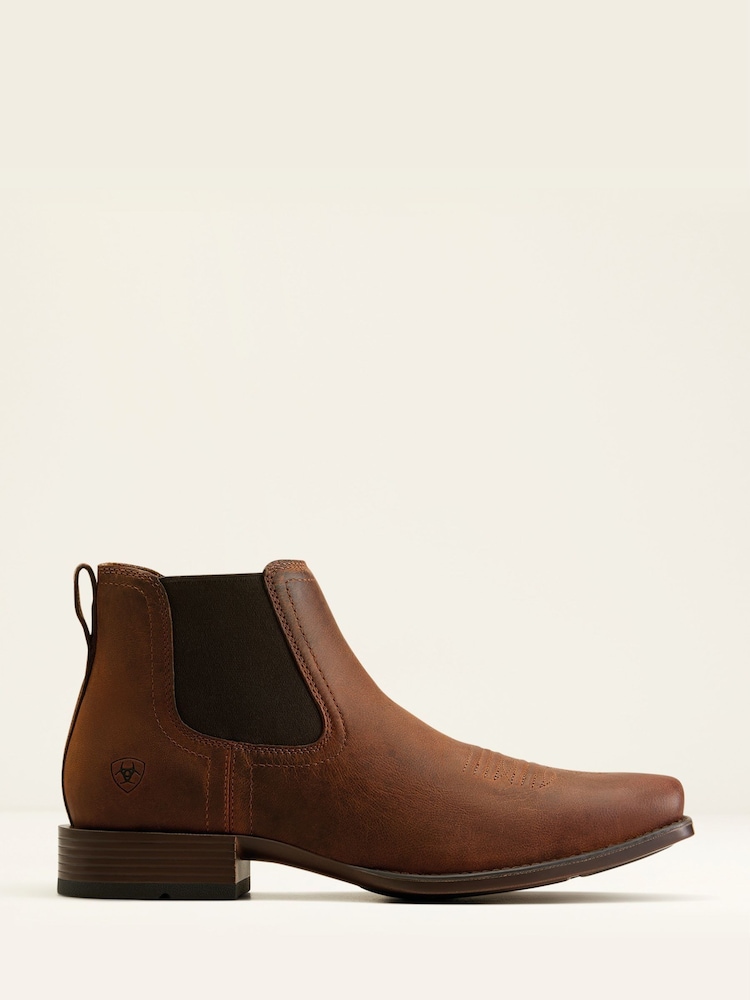 Ariat Booker Ultra Square Toe Western Brown Boots - Image 1 of 4