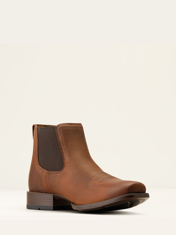 Ariat Booker Ultra Square Toe Western Brown Boots - Image 2 of 4