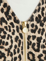 River Island Brown Girls Animal Belted Pinny 100% Cotton Dress - Image 3 of 4