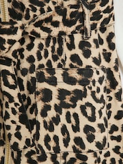 River Island Brown Girls Animal Belted Pinny 100% Cotton Dress - Image 4 of 4