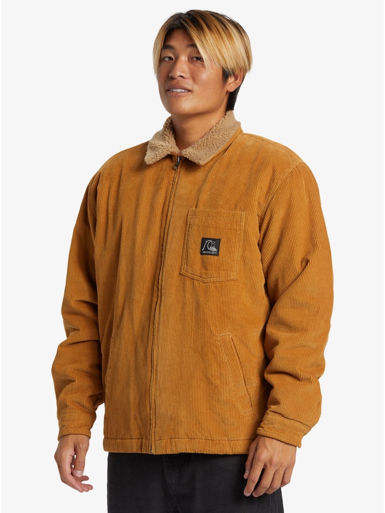 Quiksilver Brown 100% Organic Cotton DNA Cord Sherpa Harrington Jacket - Image 3 of 7