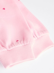 Pink/ Red Heart Print Cosy Baby Sweatshirt And Leggings 2 Piece Set - Image 9 of 11