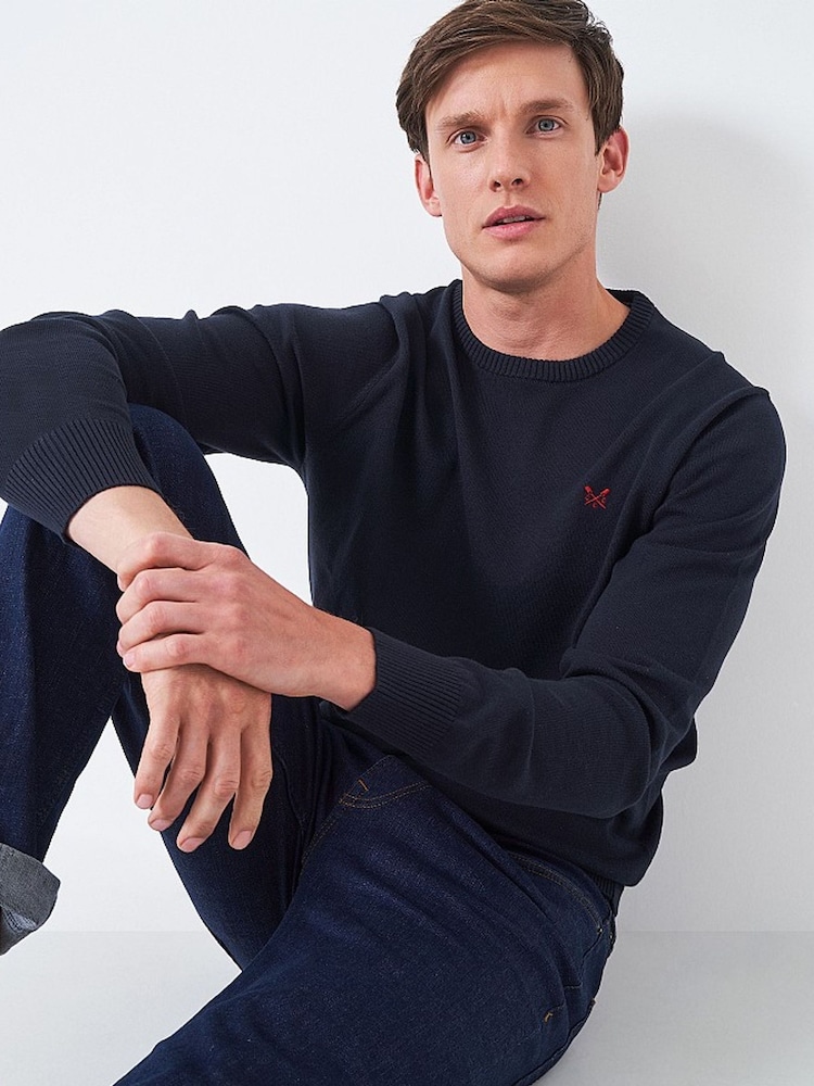 Crew Clothing Blue Crew Neck Jumper - Image 3 of 4