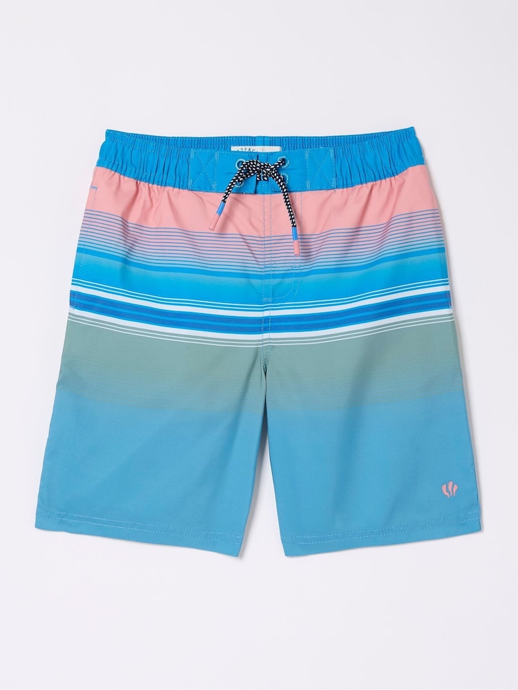 FatFace Blue Pattern Swim Shorts - Image 4 of 4