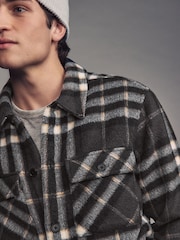 Grey Check Quilted Shacket Overshirt - Image 4 of 12