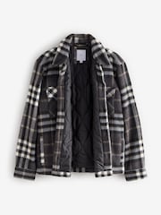 Grey Check Quilted Shacket Overshirt - Image 7 of 12