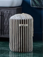 Monochrome Stripe Laundry Bag Basket - Image 1 of 5