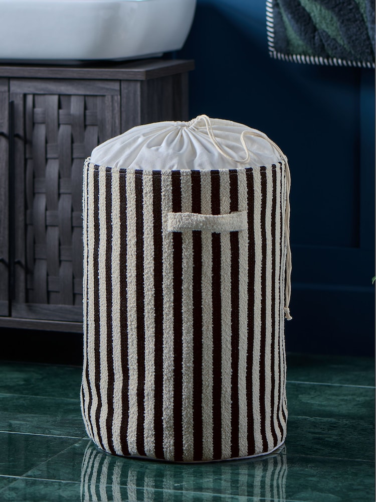 Monochrome Stripe Laundry Bag Basket - Image 1 of 5