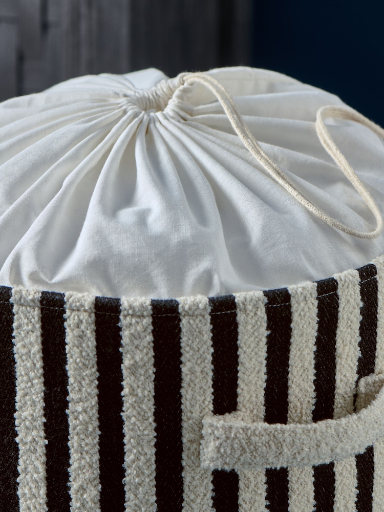 Monochrome Stripe Laundry Bag Basket - Image 2 of 5