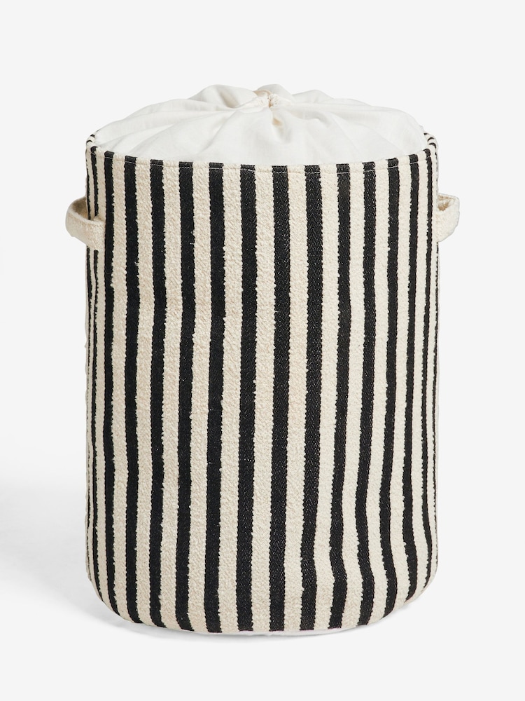 Monochrome Stripe Laundry Bag Basket - Image 3 of 5