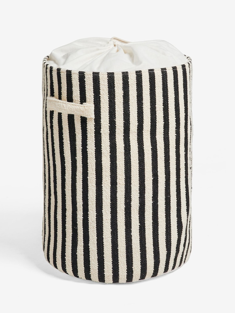 Monochrome Stripe Laundry Bag Basket - Image 4 of 5