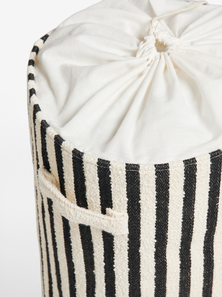Monochrome Stripe Laundry Bag Basket - Image 5 of 5