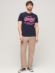 Superdry Blue 100% Cotton Vintage Logo T-Shirt - Image 2 of 6