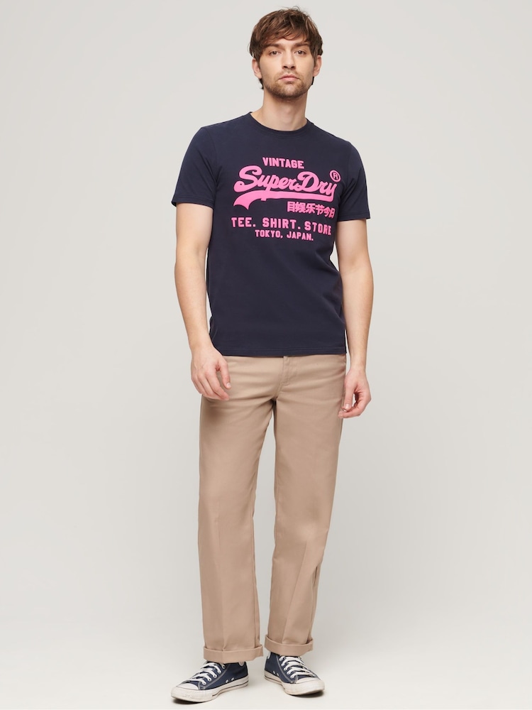 Superdry Blue 100% Cotton Vintage Logo T-Shirt - Image 2 of 6
