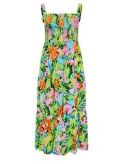 Yours Curve Blue Shirred Strappy Tiered Maxi Dress - Image 5 of 5