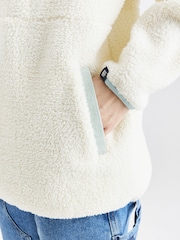 Harper & Lewis Cream Hawthorn Popper Neck Sherpa Fleece - Image 4 of 7