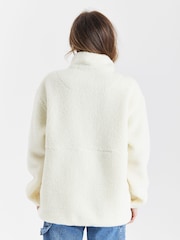 Harper & Lewis Cream Hawthorn Popper Neck Sherpa Fleece - Image 5 of 7