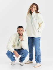 Harper & Lewis Cream Hawthorn Popper Neck Sherpa Fleece - Image 6 of 7