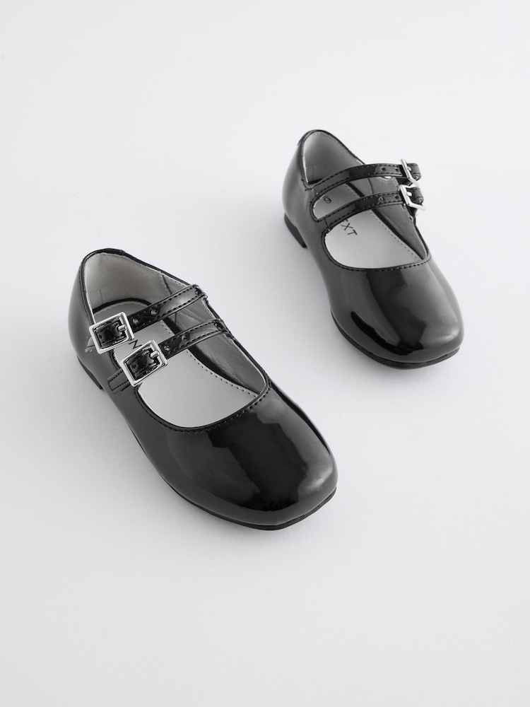 Schwarzes Lackleder - Schuhe mit zwei Riemen - Bild 1 von 5 Schwarzes Lackleder - Schuhe mit zwei Riemen - Bild 1 von 5