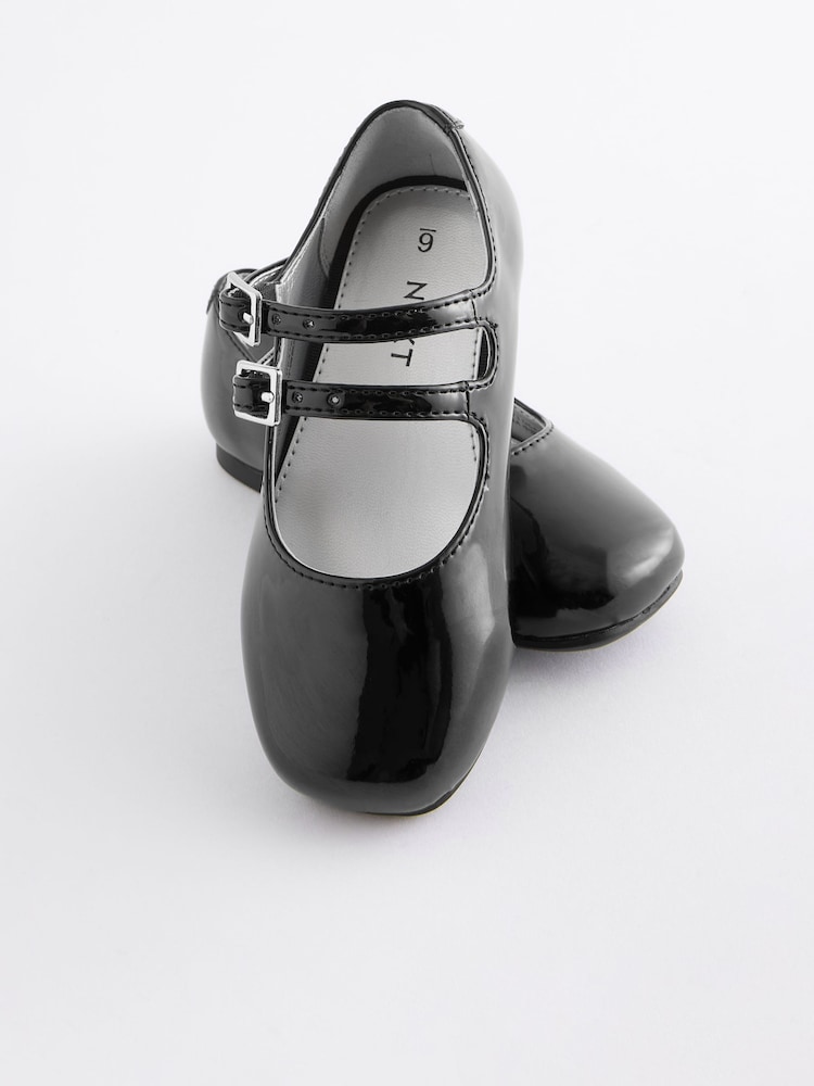 Black Patent Double Strap Shoes - Image 2 of 5
