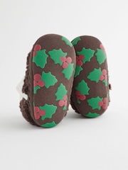Brown Christmas Pudding Baby Slipper Boots (0-2mths) - Image 4 of 6