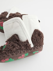 Brown Christmas Pudding Baby Slipper Boots (0-2mths) - Image 6 of 6