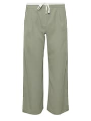 PixieGirl Petite Green Contrast Waist Wide Leg Trousers - Image 5 of 5
