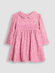 JoJo Maman Bébé Pink Ditsy Floral Smocked Peter Pan Dress - Image 2 of 4