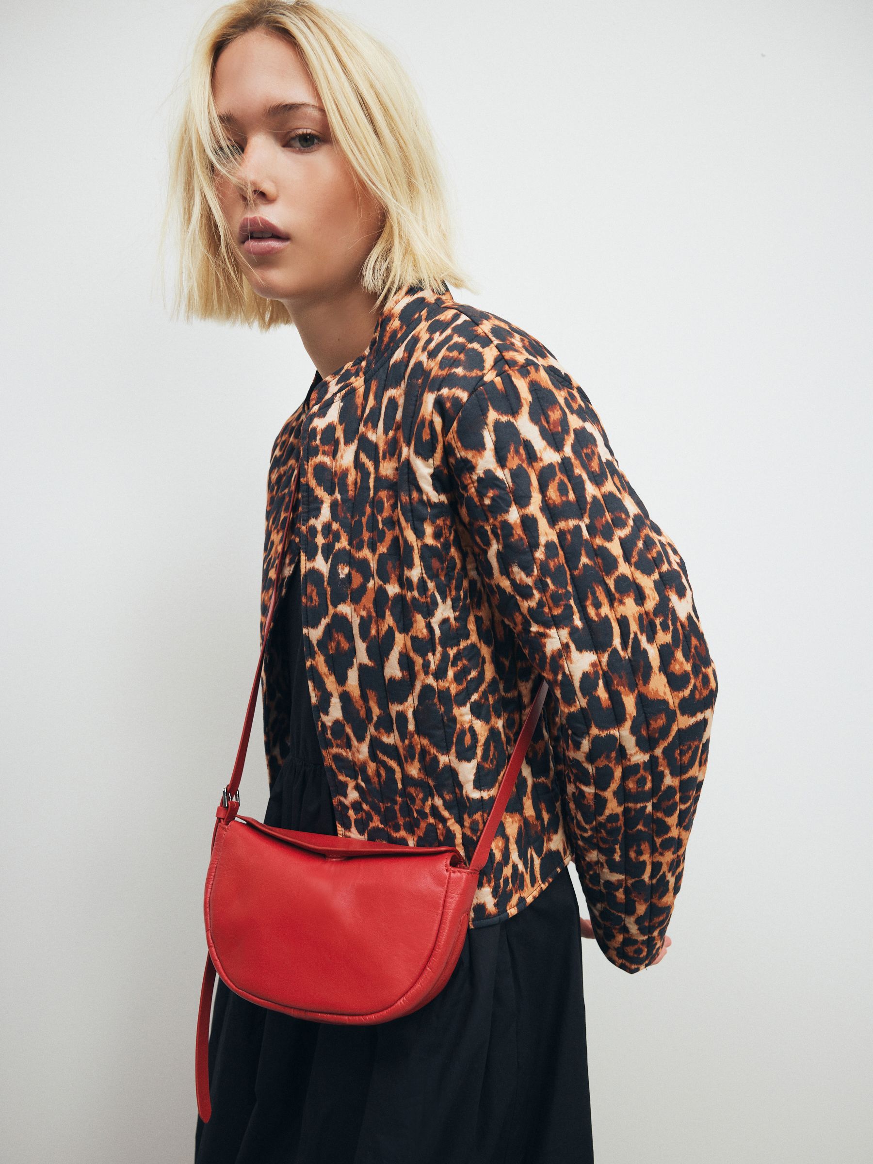 Red Leather Sling Cross Body Bag