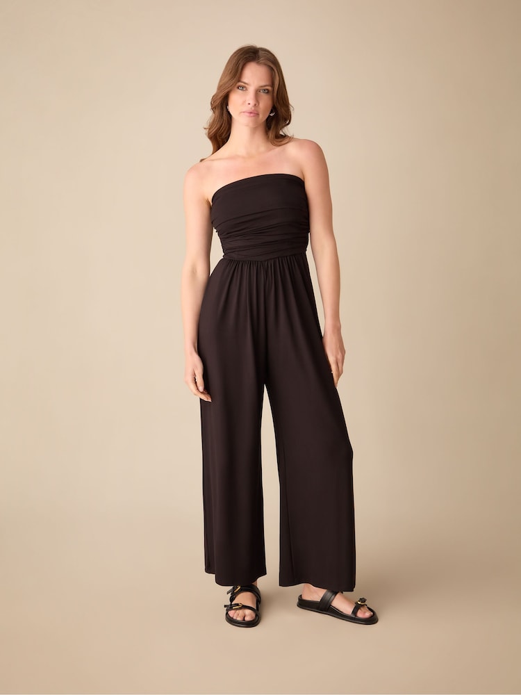 Ro&Zo Black Petite Jersey Bandeau Jumpsuit - Image 1 of 4
