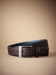 Dark Brown Geometric Signature Laser Engraved Belt - Image 1 of 4