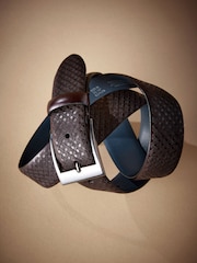 Dark Brown Geometric Signature Laser Engraved Belt - Image 2 of 4