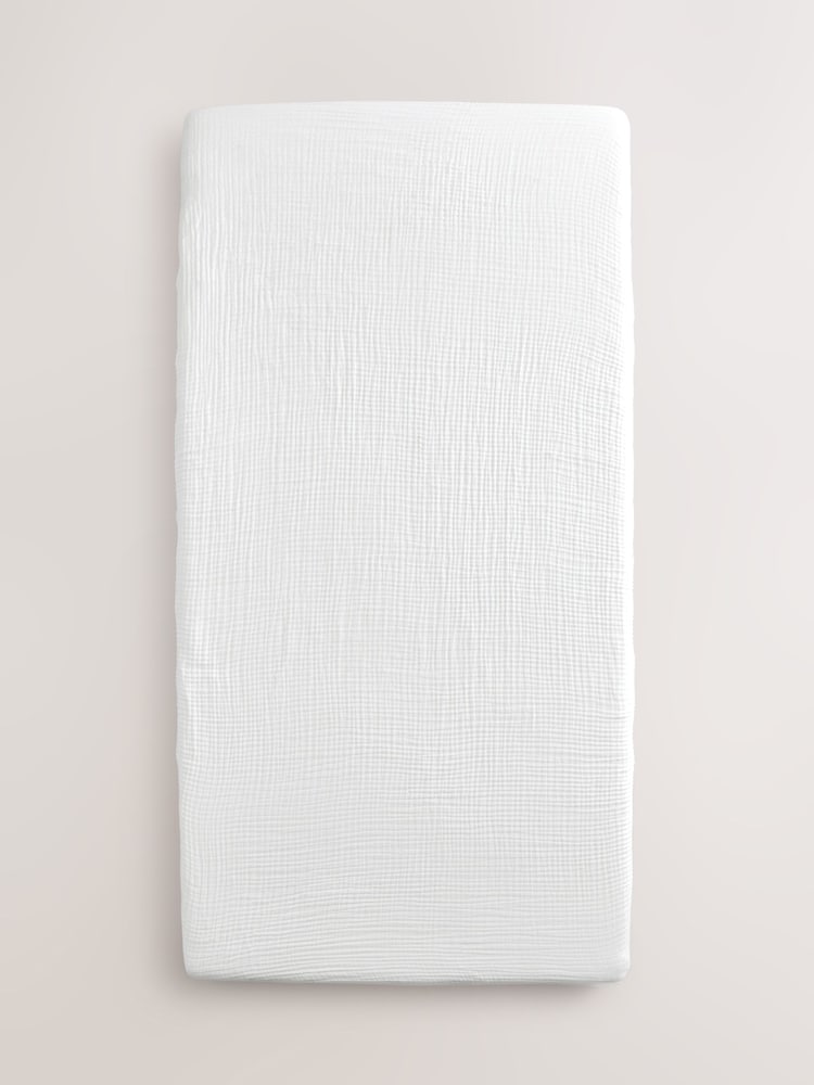 2 Pack White Baby 100% Cotton Muslin Fitted Sheets - Image 1 of 1
