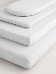 2 Pack White Baby 100% Cotton Muslin Fitted Sheets - Image 3 of 4