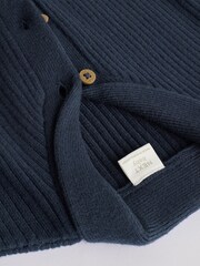 Navy Blue Baby Rib Shawl Knitted Cardigan (0mths-2yrs) - Image 9 of 11