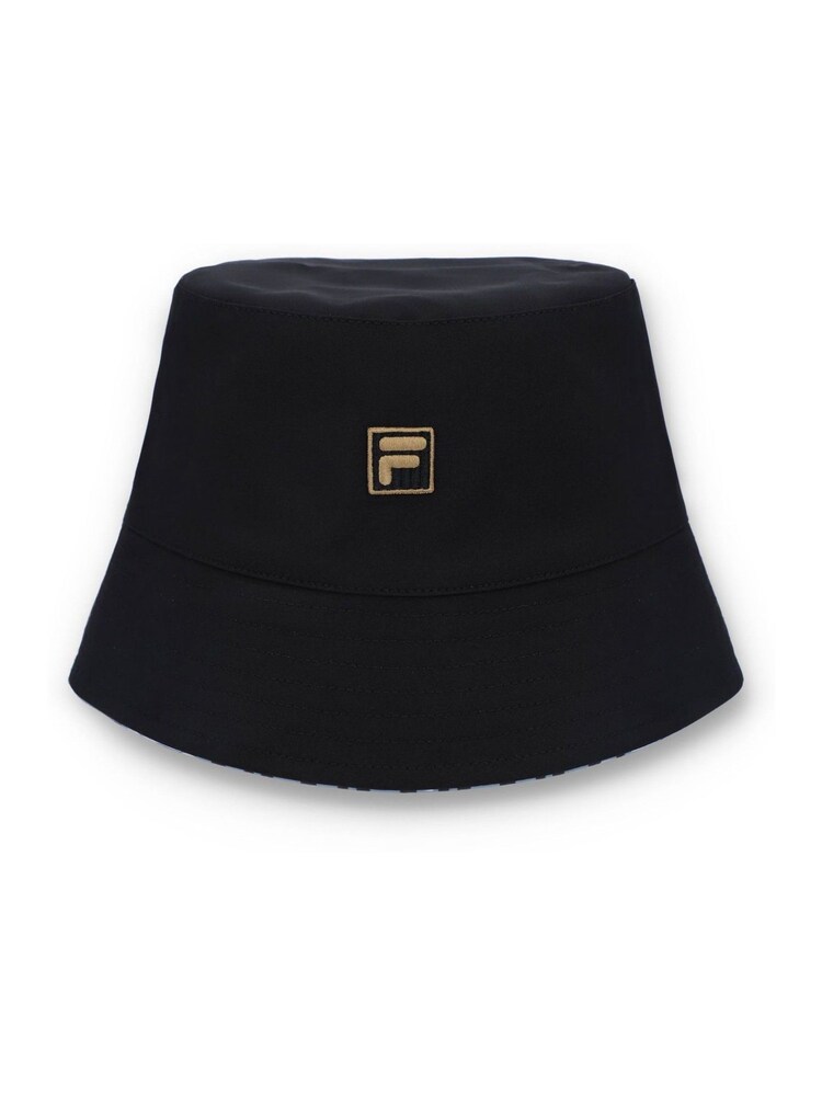Fila Black HOAX REVERSABLE BUCKET HAT WITH GOLD LOGO - Image 1 of 3