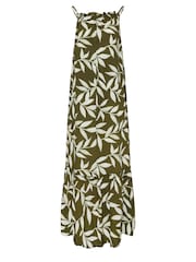 Long Tall Sally Green Leaf Halterneck Dress - Image 6 of 6