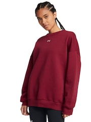 Under Armour Red Oversized Rival Fleece Crew Sweatshirt - Image 1 of 5