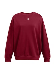 Under Armour Red Oversized Rival Fleece Crew Sweatshirt - Image 4 of 5