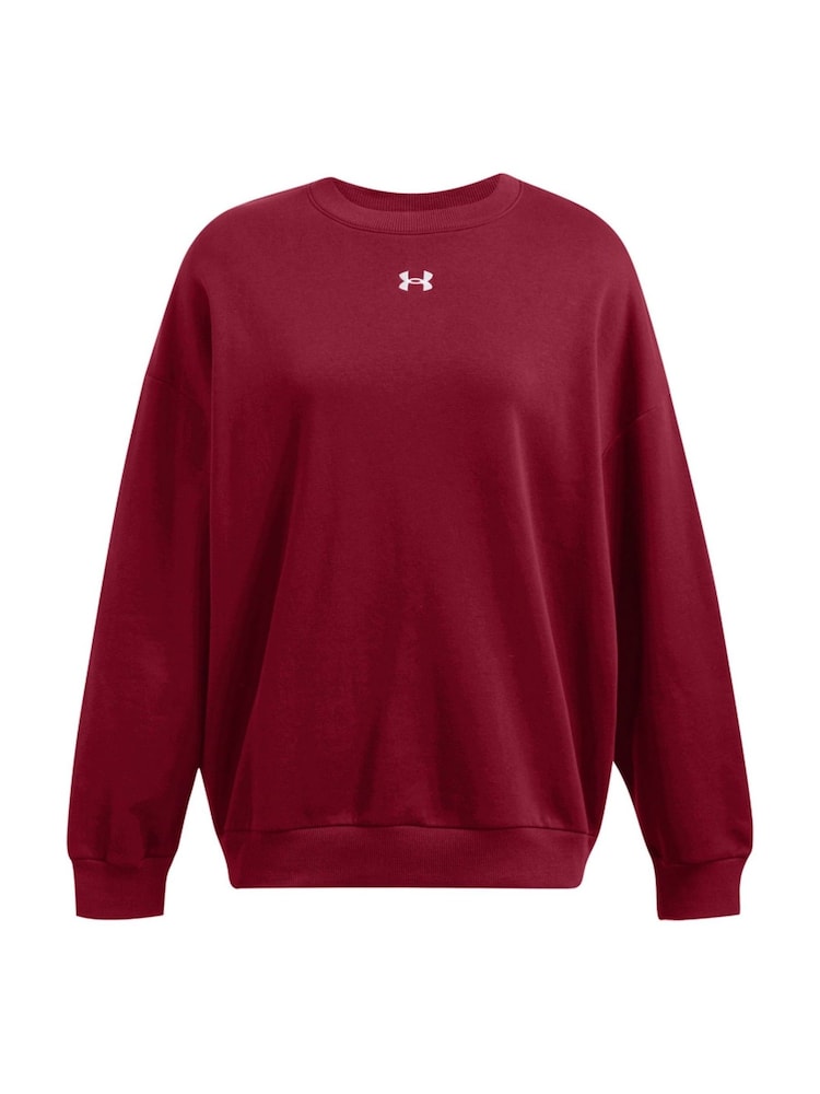 Buy Under Armour Red Oversized Rival Fleece Crew Sweatshirt from