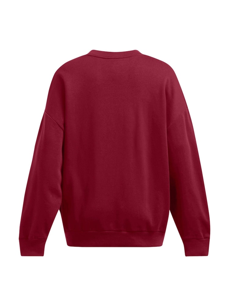 Under Armour Red Oversized Rival Fleece Crew Sweatshirt - Image 5 of 5