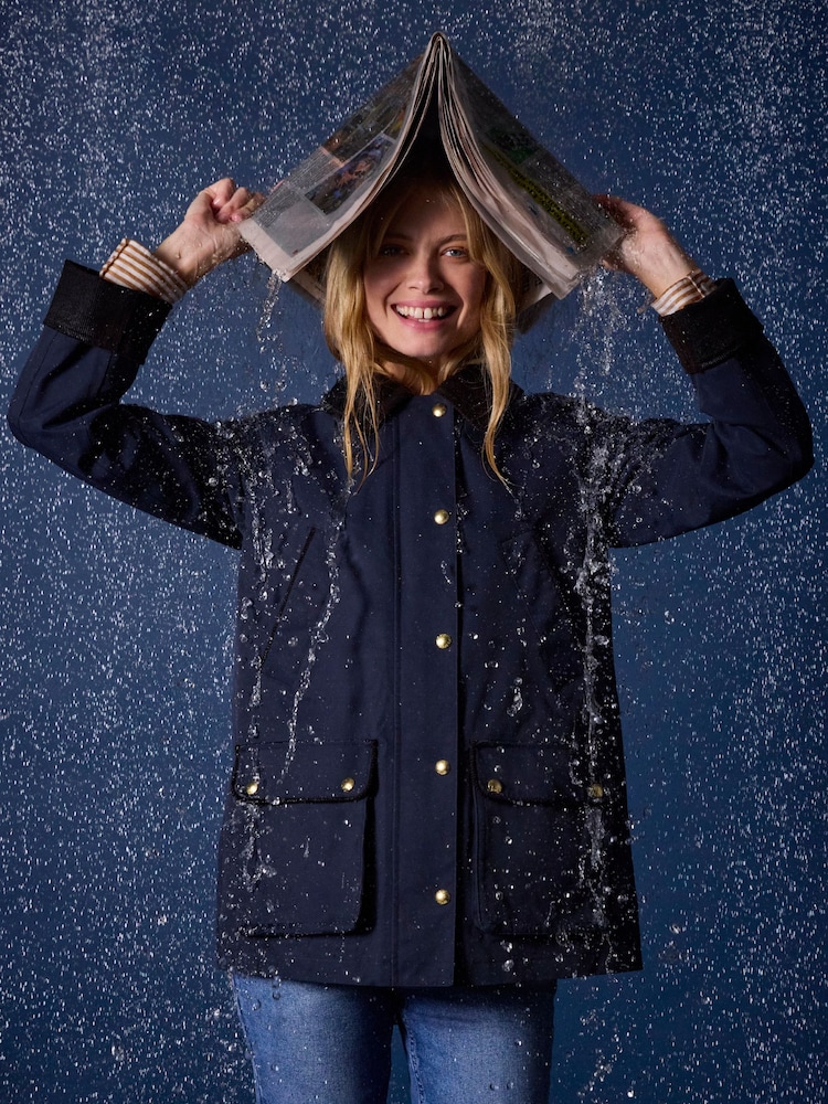 Joules Katherine Navy Blue Waterproof Heritage Coat - Image 1 of 13