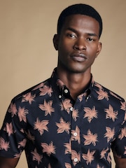 Charles Tyrwhitt Large Classic Fit Non Iron Short Sleeve Floral Print 100% Cotton Shirt - Bild 2 von 5
