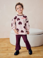 Plum Purple Sweatshirt and Flare Leggings Set (3mths-7yrs) - Image 1 of 8