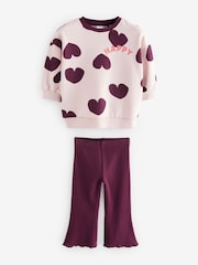 Plum Purple Sweatshirt and Flare Leggings Set (3mths-7yrs) - Image 5 of 8