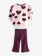 Plum Purple Sweatshirt and Flare Leggings Set (3mths-7yrs) - Image 6 of 8