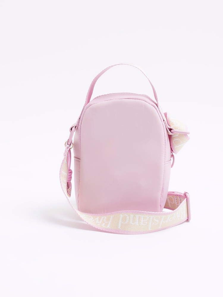 River Island Pink Girls Heart Pocket Nylon Festival Bag - Image 2 of 4 River Island Pink Girls Heart Pocket Nylon Festival Bag - Image 2 of 4